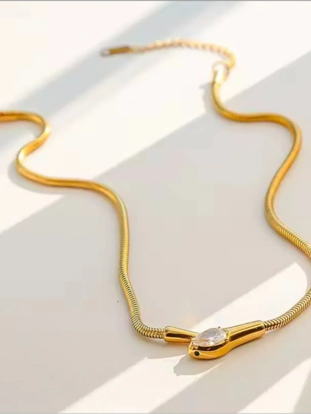 Gold Snake Y-Lariat Necklace